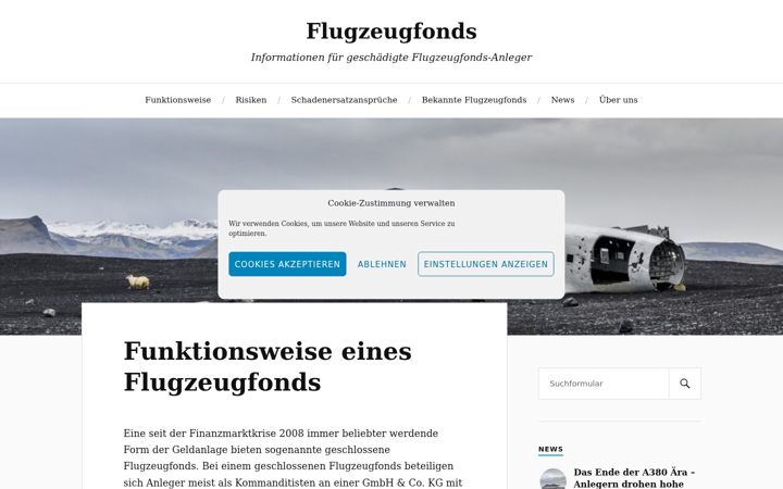 Screenshot of flugzeugfonds.eu