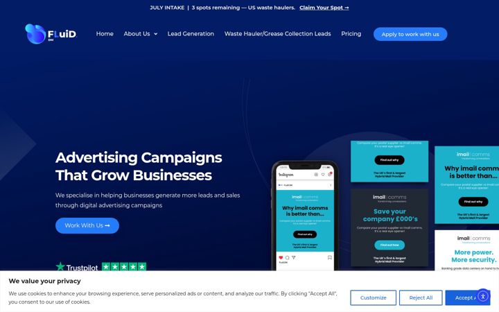 Screenshot of fluid-dm.com