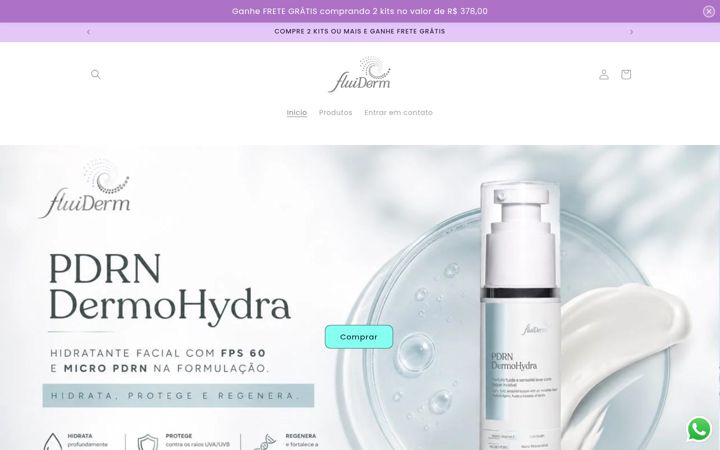 Екранна снимка на fluiderm.com.br