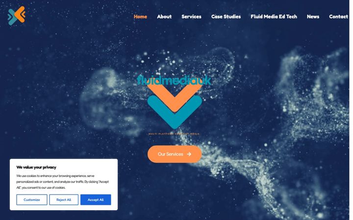 Screenshot of fluidmediauk.co.uk