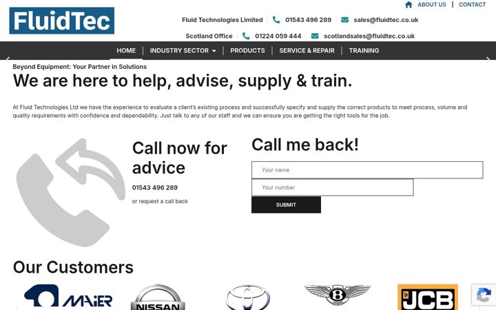 Screenshot of fluidtec.co.uk