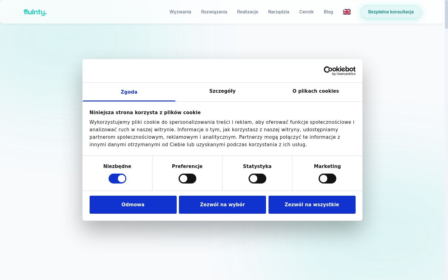 Snímek obrazovky baneru souhlasu zobrazeného před jakoukoli interakcí