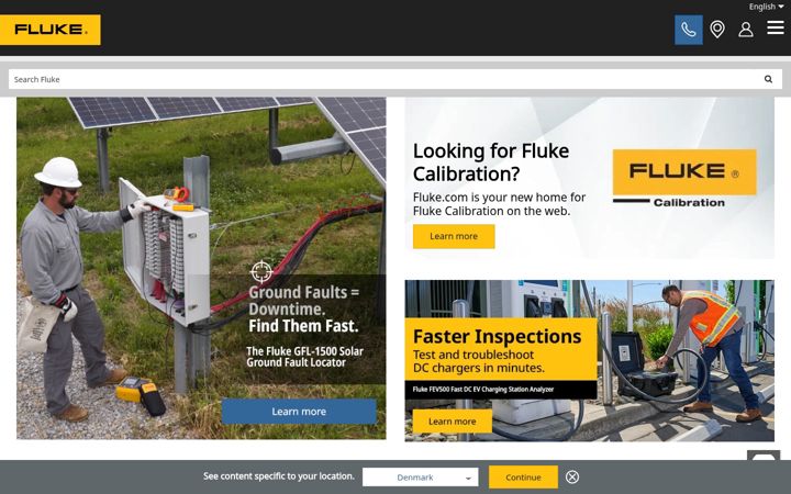 Screenshot of fluke.eu