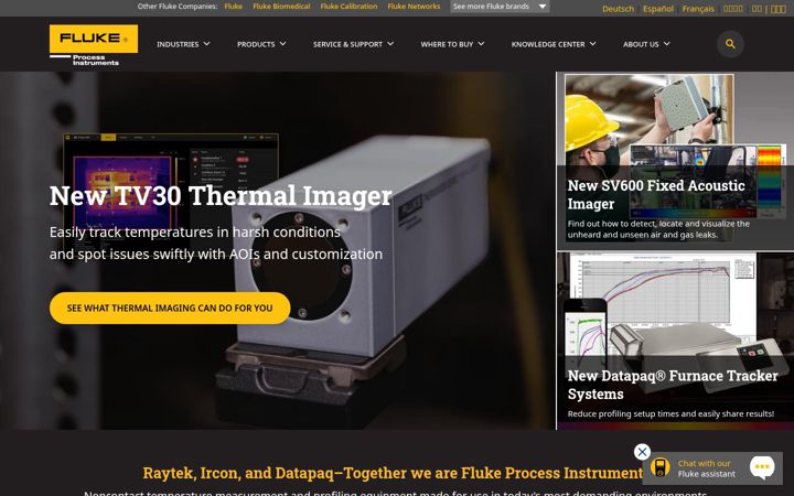 Screenshot of flukeprocessinstruments.com