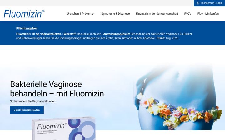 Screenshot ta' fluomizin.de