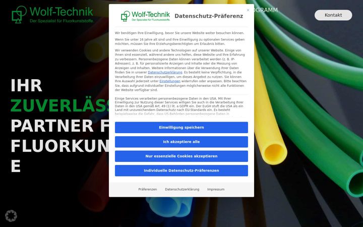 Screenshot ta' fluorkunststoffe.de