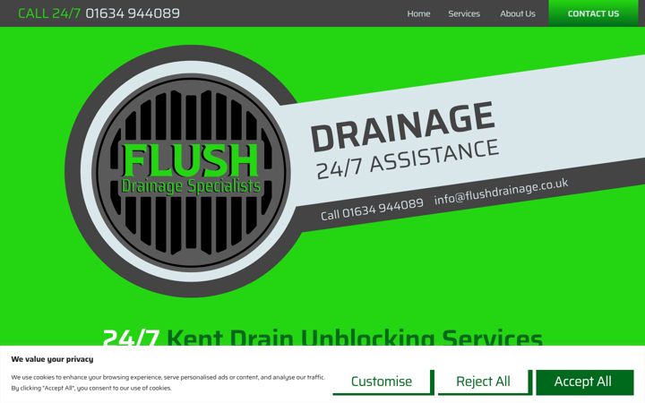 Screenshot of flushdrainage.co.uk