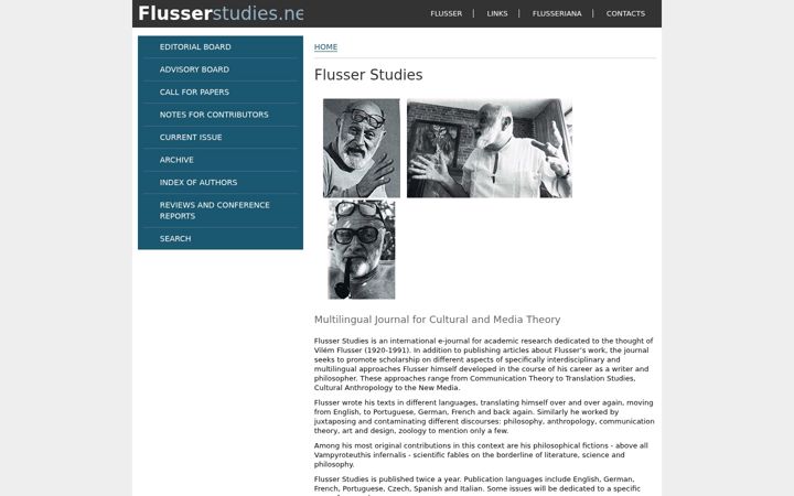 Screenshot of flusserstudies.net
