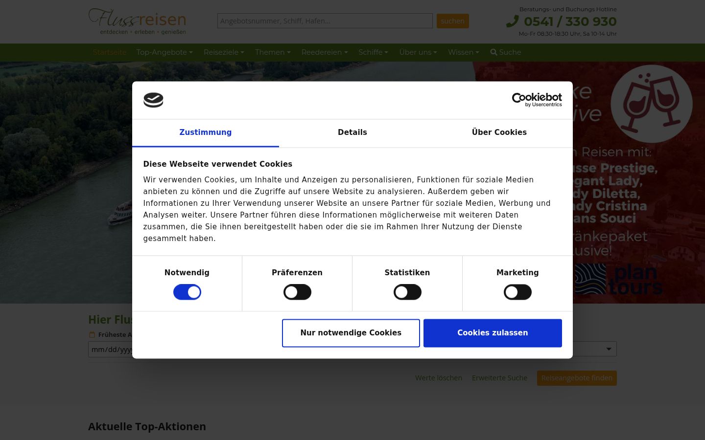 Snimka zaslona bannera za privolu prikazanog prije bilo kakve interakcije