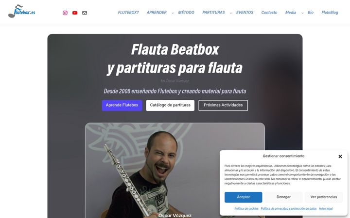 Captură de ecran a flutebox.es