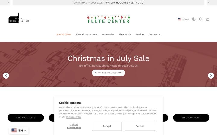 Skjermbilde av flutecenter.com