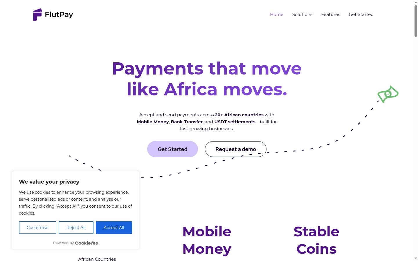 Screenshot of the consent banner shown before any interaction