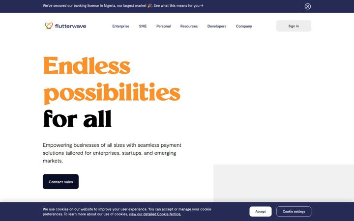 Screenshot of flutterwave.com