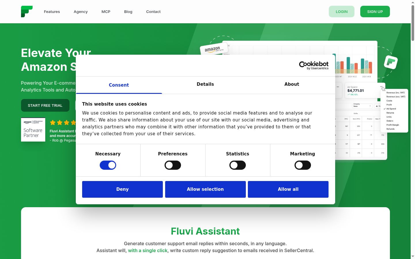 Screenshot del banner di consenso mostrato prima di qualsiasi interazione