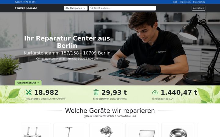 Screenshot of fluxrepair.de