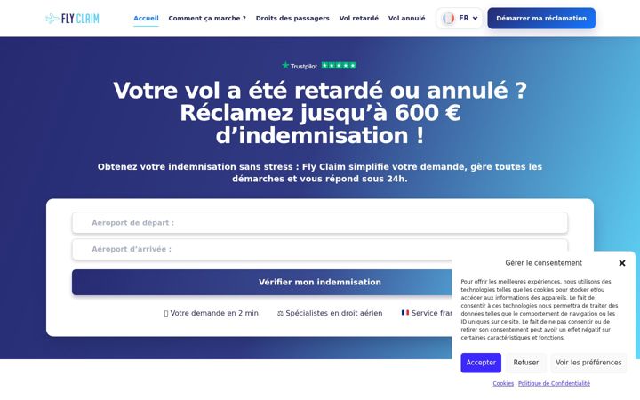 Screenshot of fly-claim.com