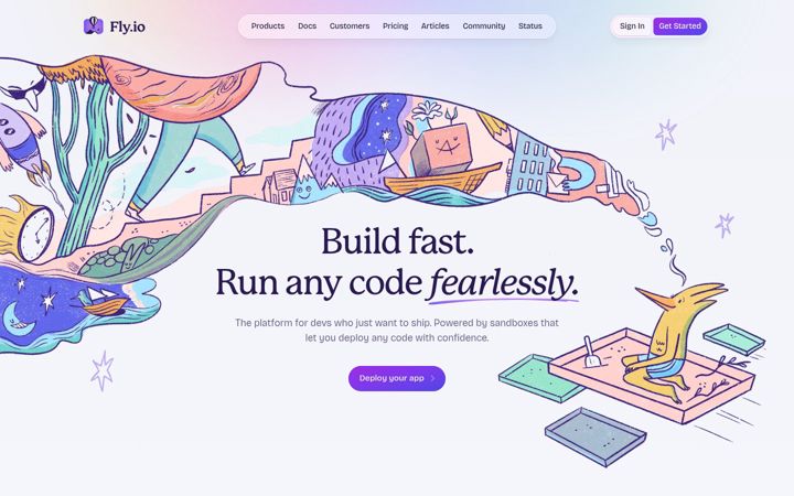 Screenshot von fly.io