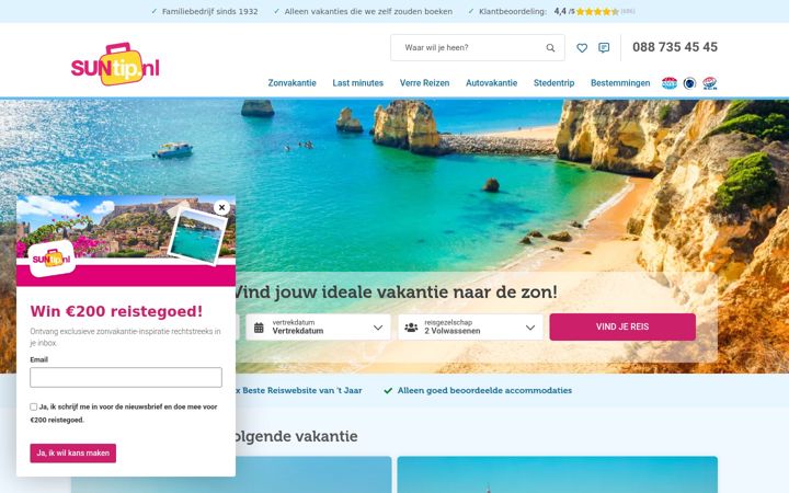 Screenshot of fly2beach.nl