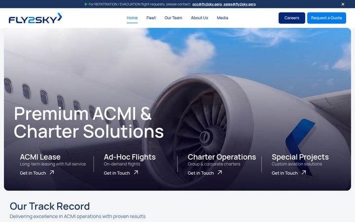 Screenshot of fly2sky.aero