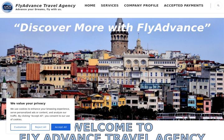 Screenshot of flyadvance-travel.com