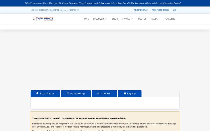 Screenshot of flyairpeace.com