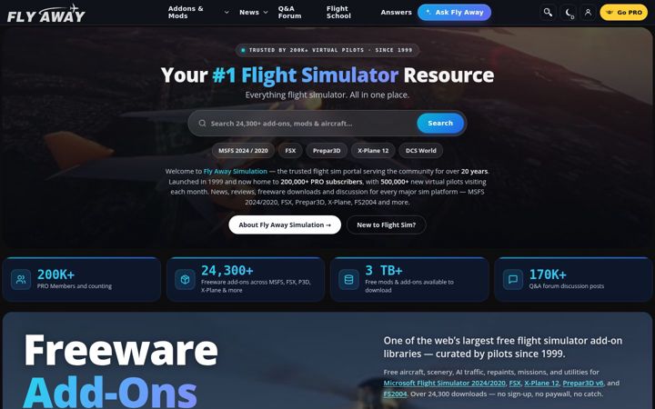 Screenshot of flyawaysimulation.com