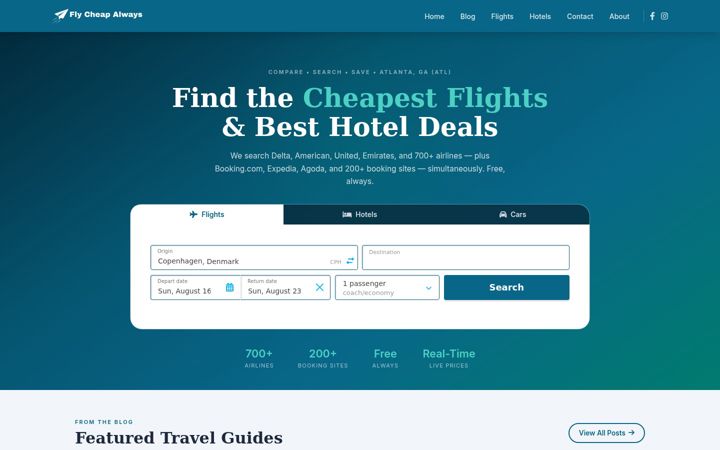 Screenshot of flycheapalways.com