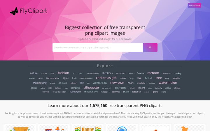 Screenshot of flyclipart.com