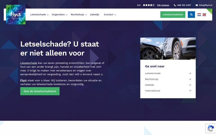 Screenshot of flyctletselschade.nl