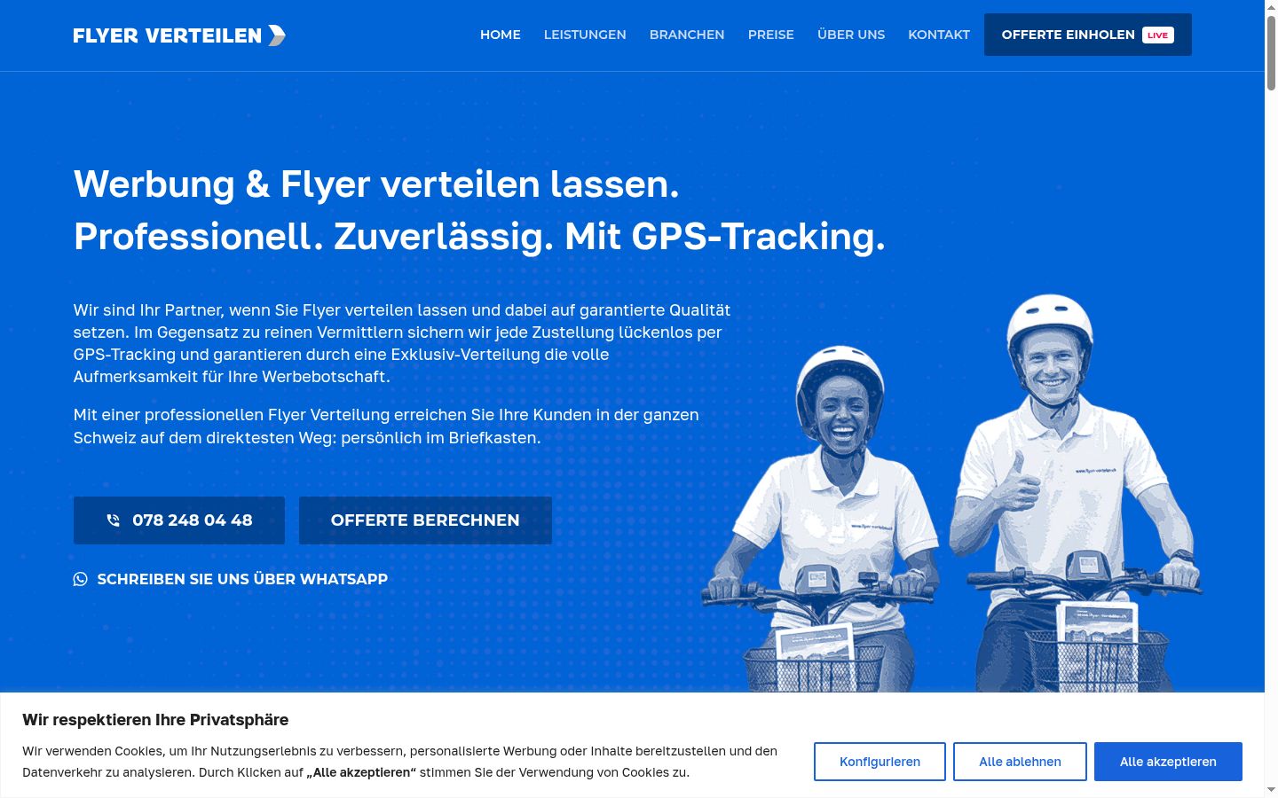 Screenshot des Einwilligungsbanners vor jeglicher Interaktion