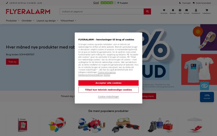 Skärmbild av flyeralarm.com