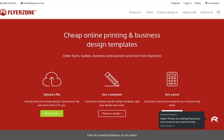 Screenshot of flyerzone.co.uk