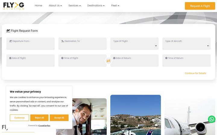 Screenshot of flygaviation.com