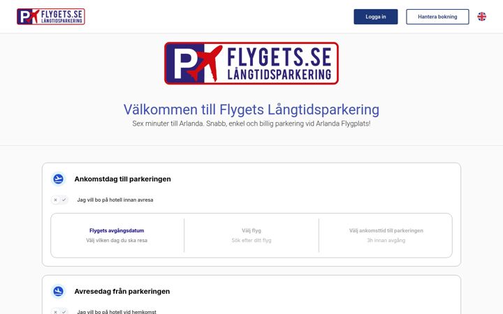 Screenshot of flygets.se