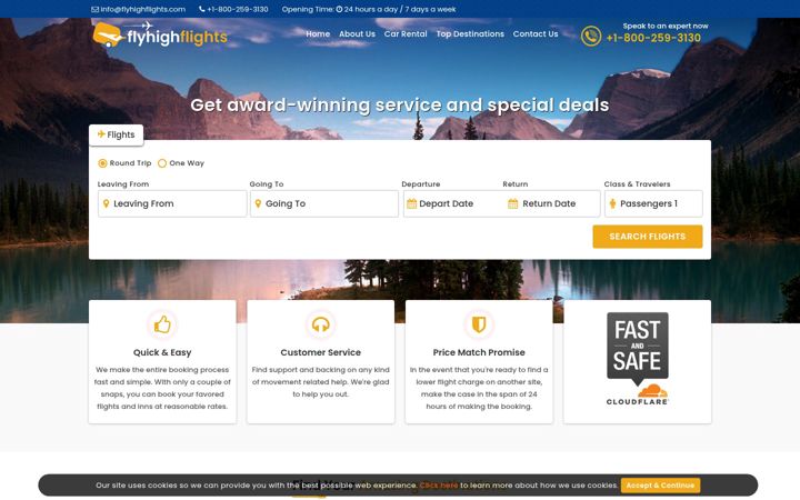 Screenshot von flyhighflights.com
