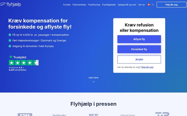 Screenshot of flyhjaelp.dk