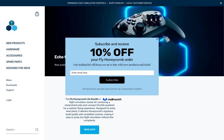 Screenshot of flyhoneycomb.co.nz