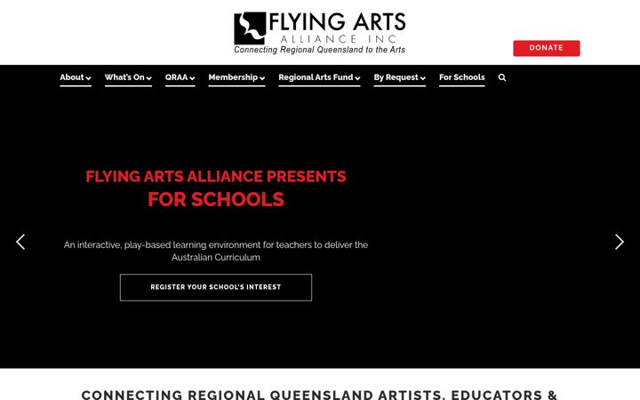 Snímek obrazovky flyingarts.org.au