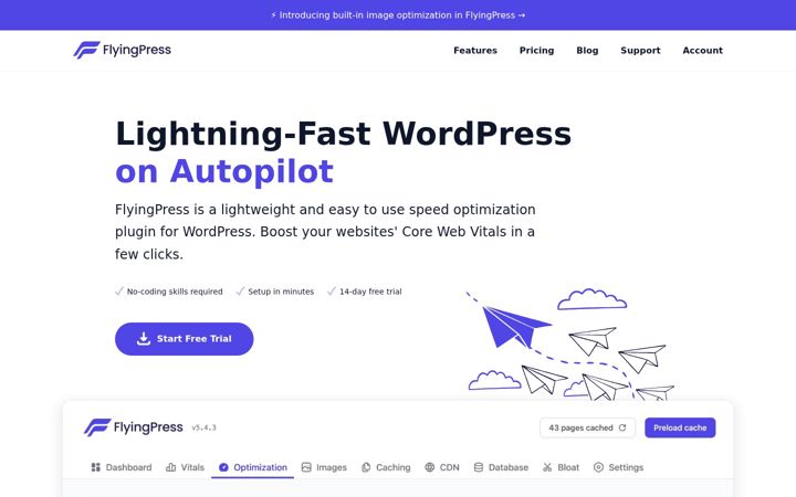 Captură de ecran a flyingpress.com