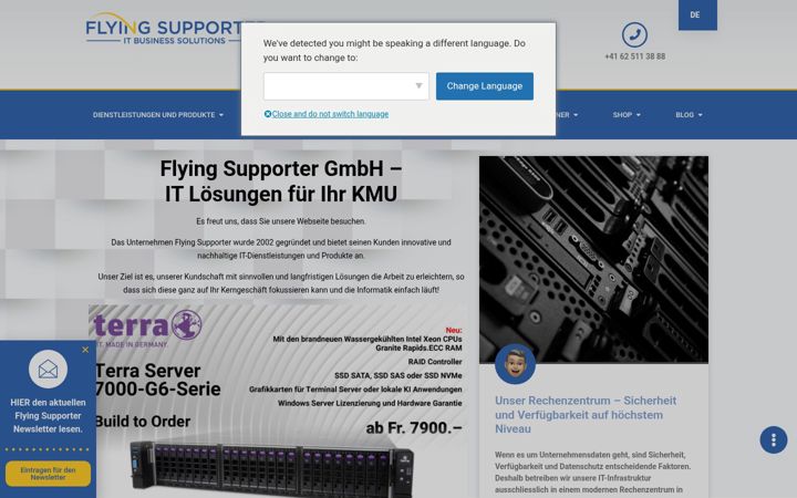 Screenshot of flyingsupporter.ch