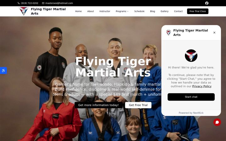Screenshot of flyingtigermartialarts.com