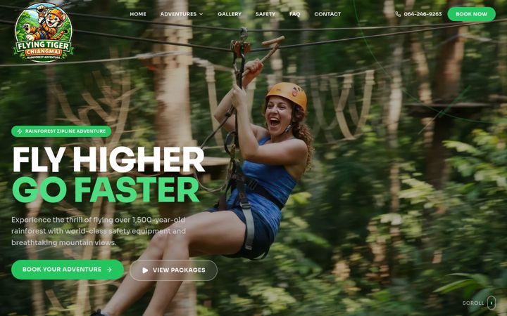 Screenshot of flyingtigerziplinechiangmai.com