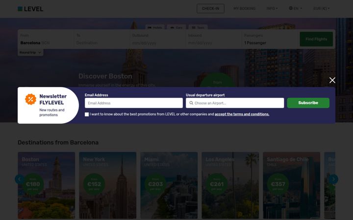 Screenshot of flylevel.com