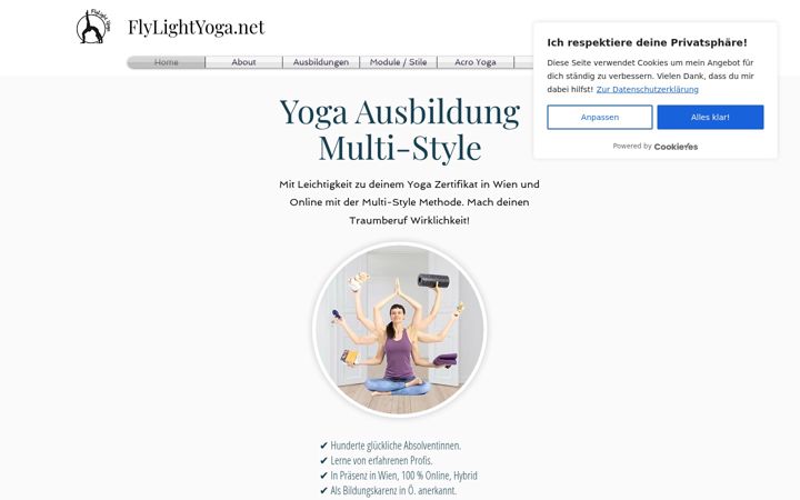 Screenshot of flylightyoga.net