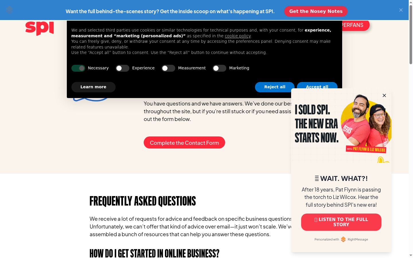 Screenshot of the consent banner shown before any interaction