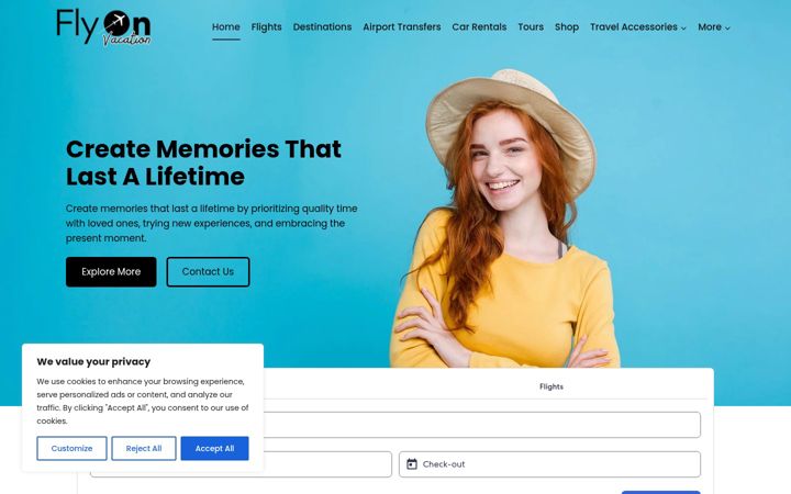 Screenshot of flyonvacation.com