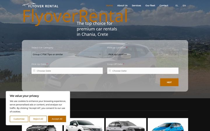 Screenshot of flyoverrental.gr