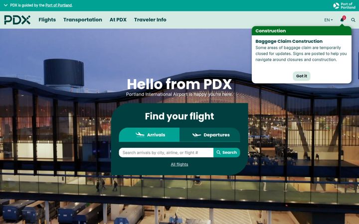 Screenshot of flypdx.com