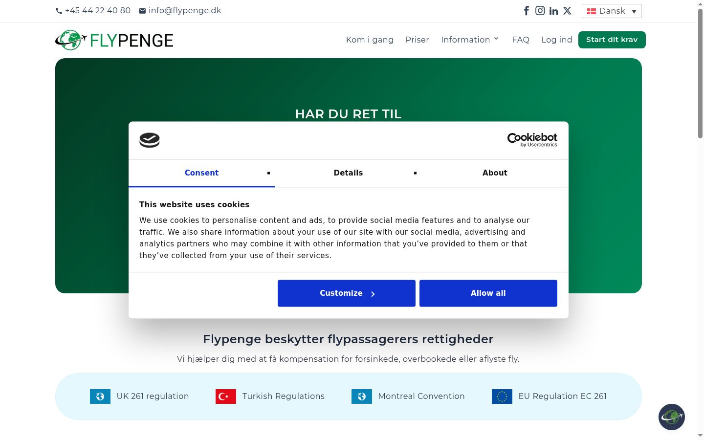 Snímek obrazovky baneru souhlasu zobrazeného před jakoukoli interakcí
