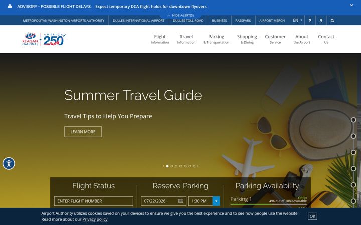 Screenshot of flyreagan.com